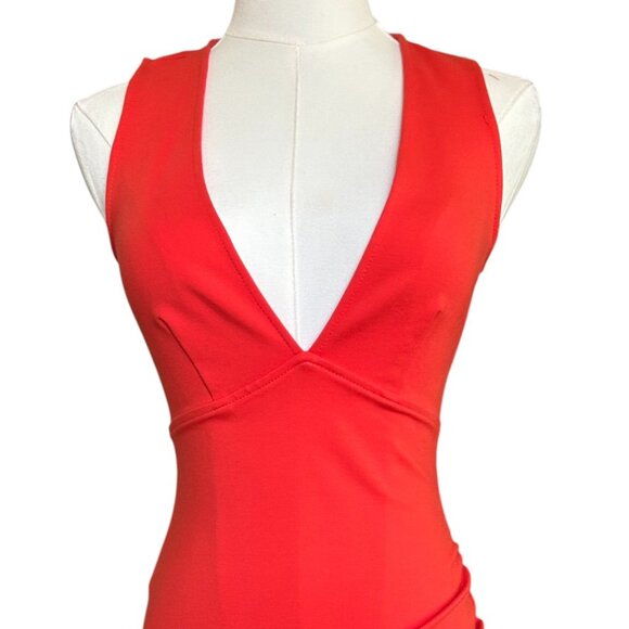 Superdown Skye Mini Dress Orange Ruched Bodycon XS - Picture 3 of 9